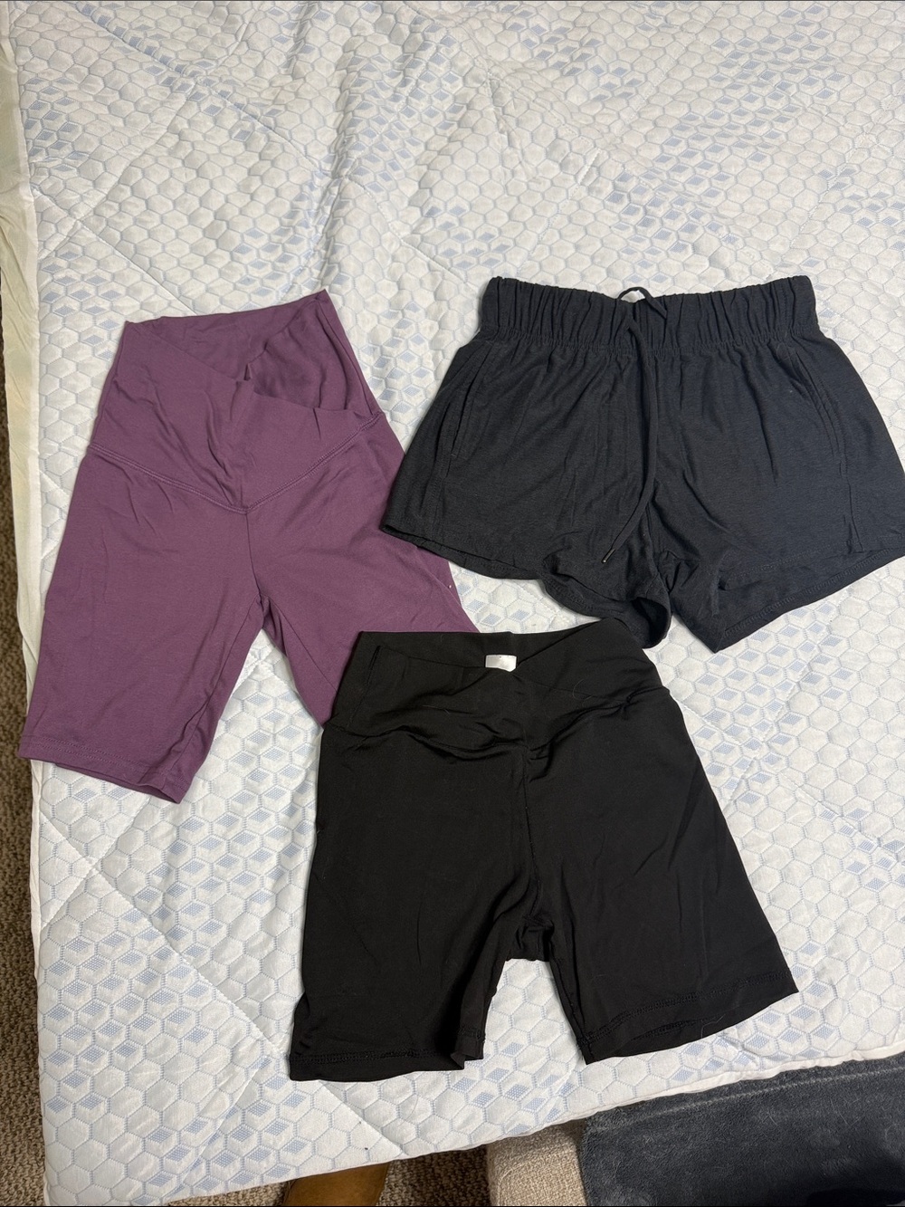 3-Pack Womens Athletic Shorts and Biker Shorts - Black & Purple